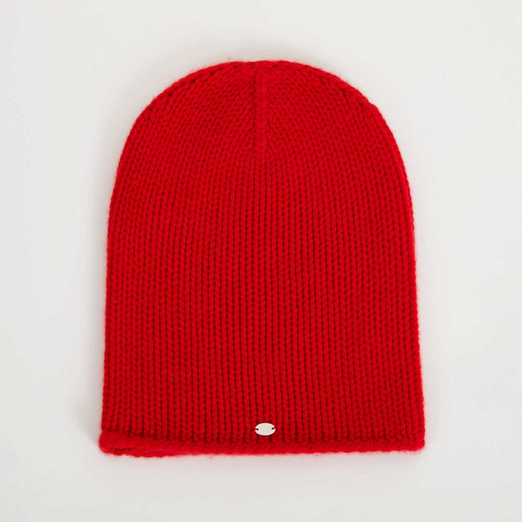 Rote gestrickte Kaschmirmütze