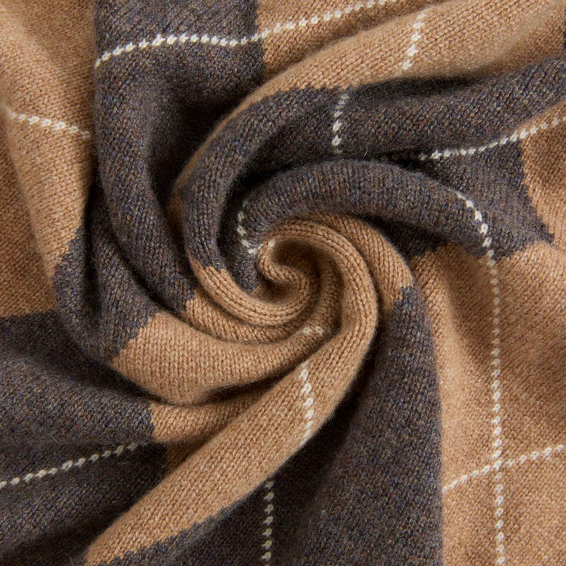 Triangle Knit Scarf Check Pattern