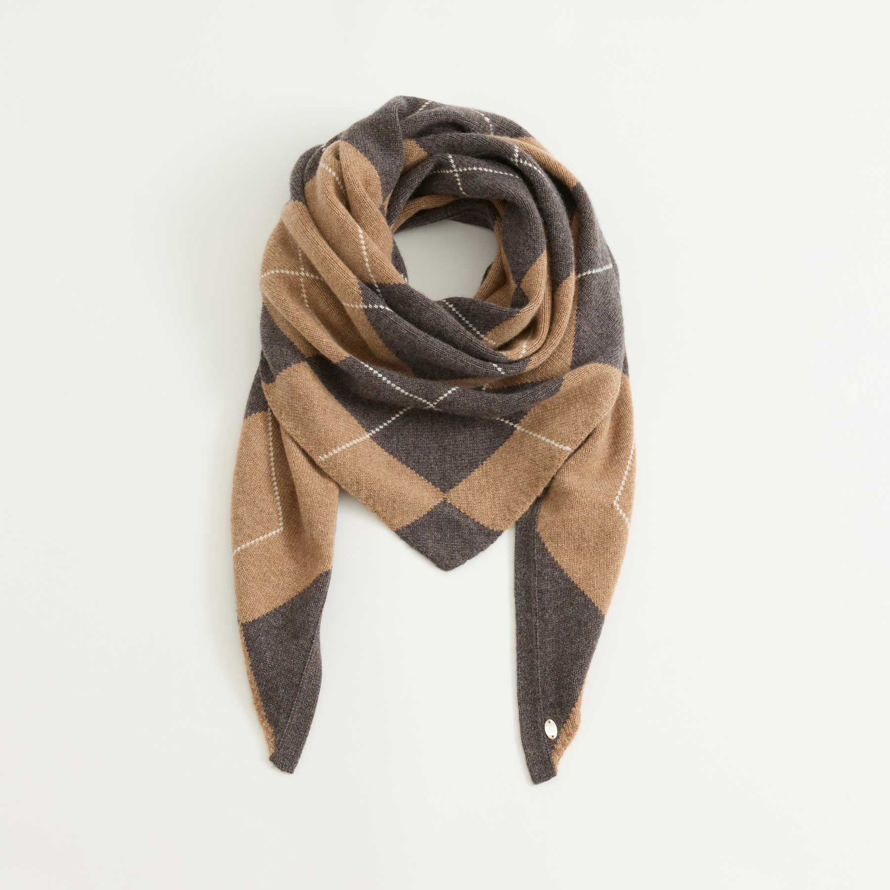 Triangle Knit Scarf Check Pattern