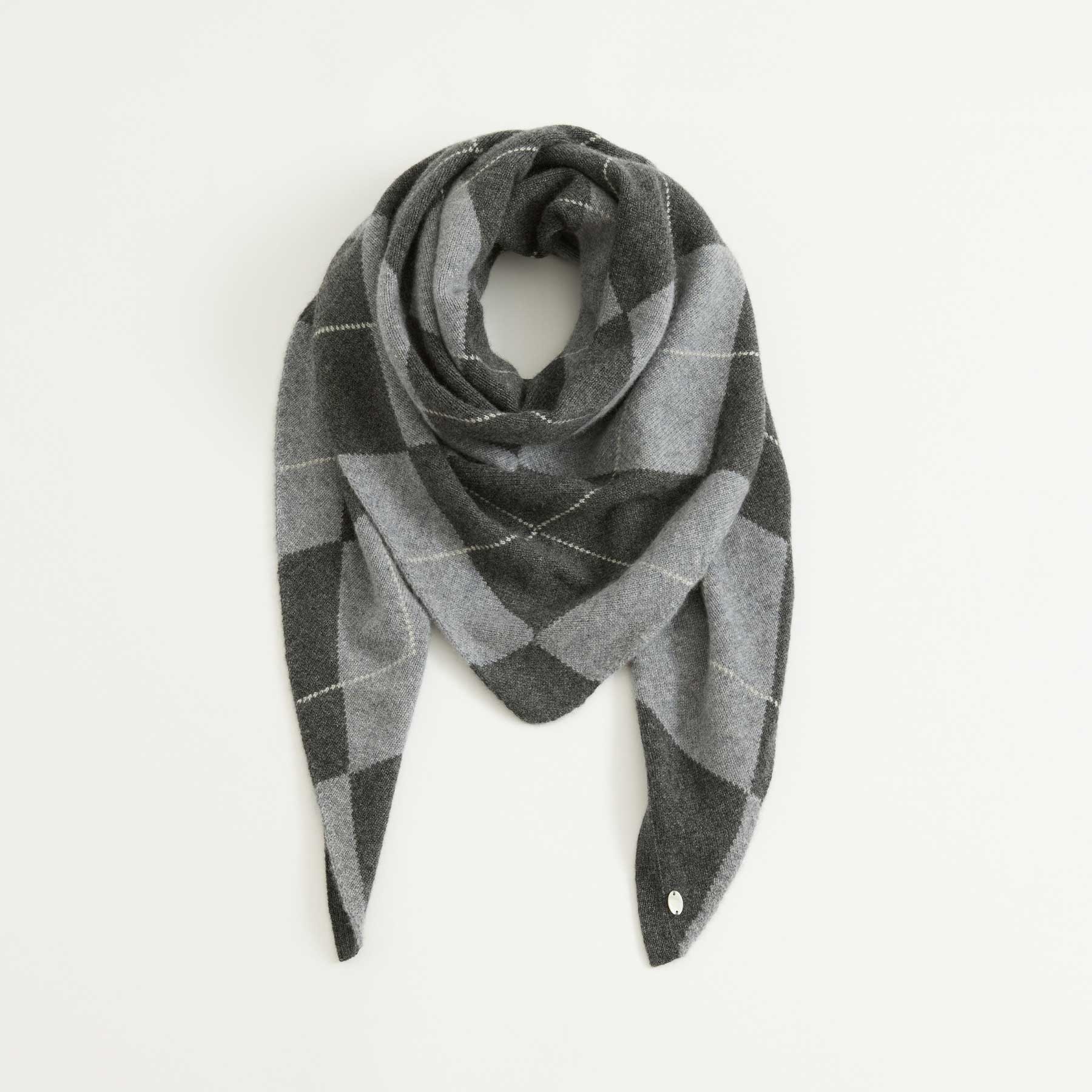Triangle Knit Scarf Check Pattern